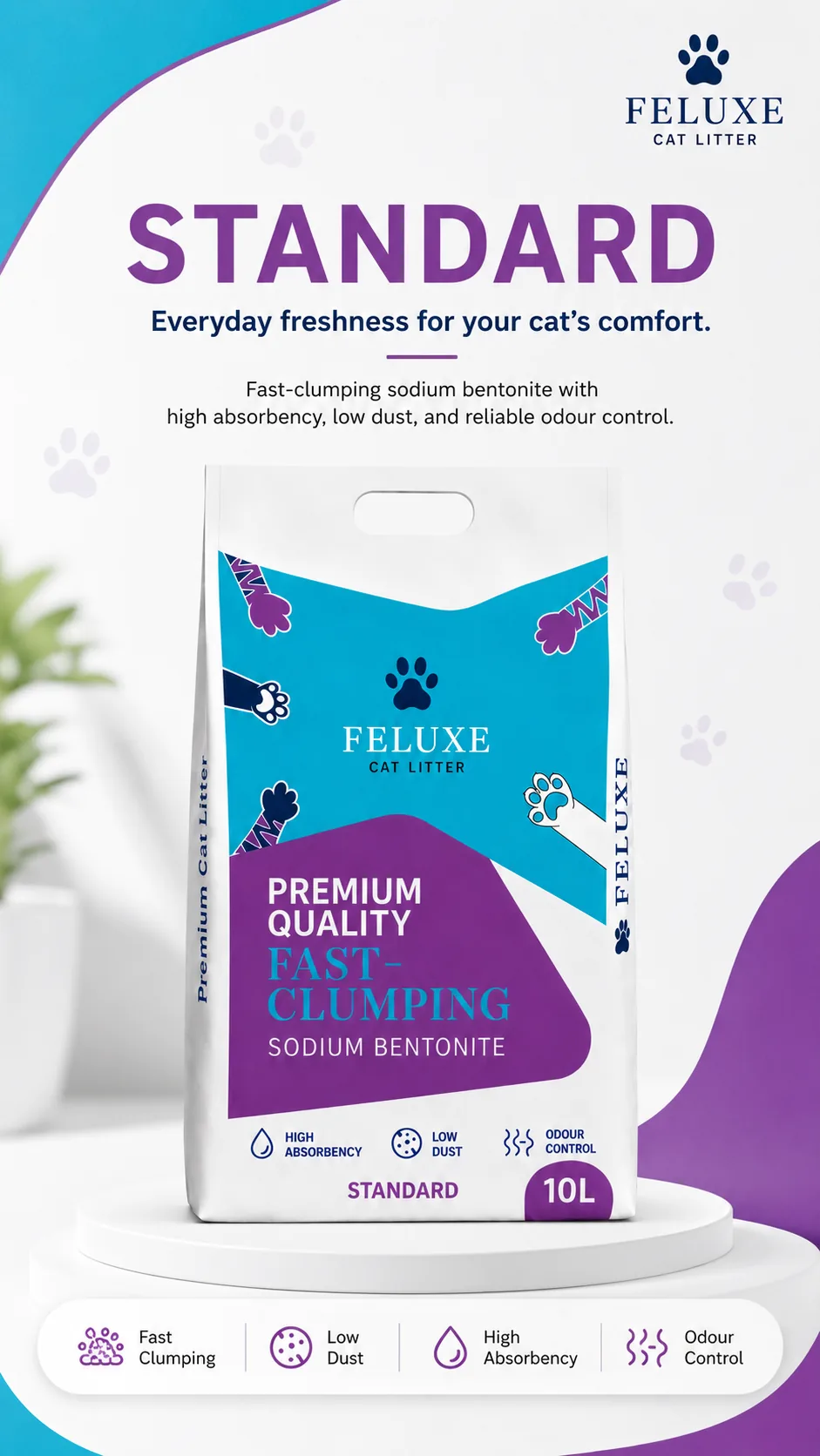 FELUXE Standard clumping cat litter
